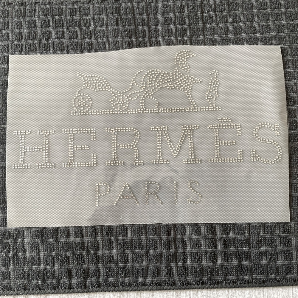 Rhinestone Bling Designer Iron-on T-shirt Transfers “HERMES PARIS”  10.5”X 6.25”